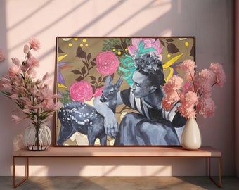 Cartel feminista, impresión FRIDA, arte de pared maximalista, arte de pared ecléctico, arte de pared boho