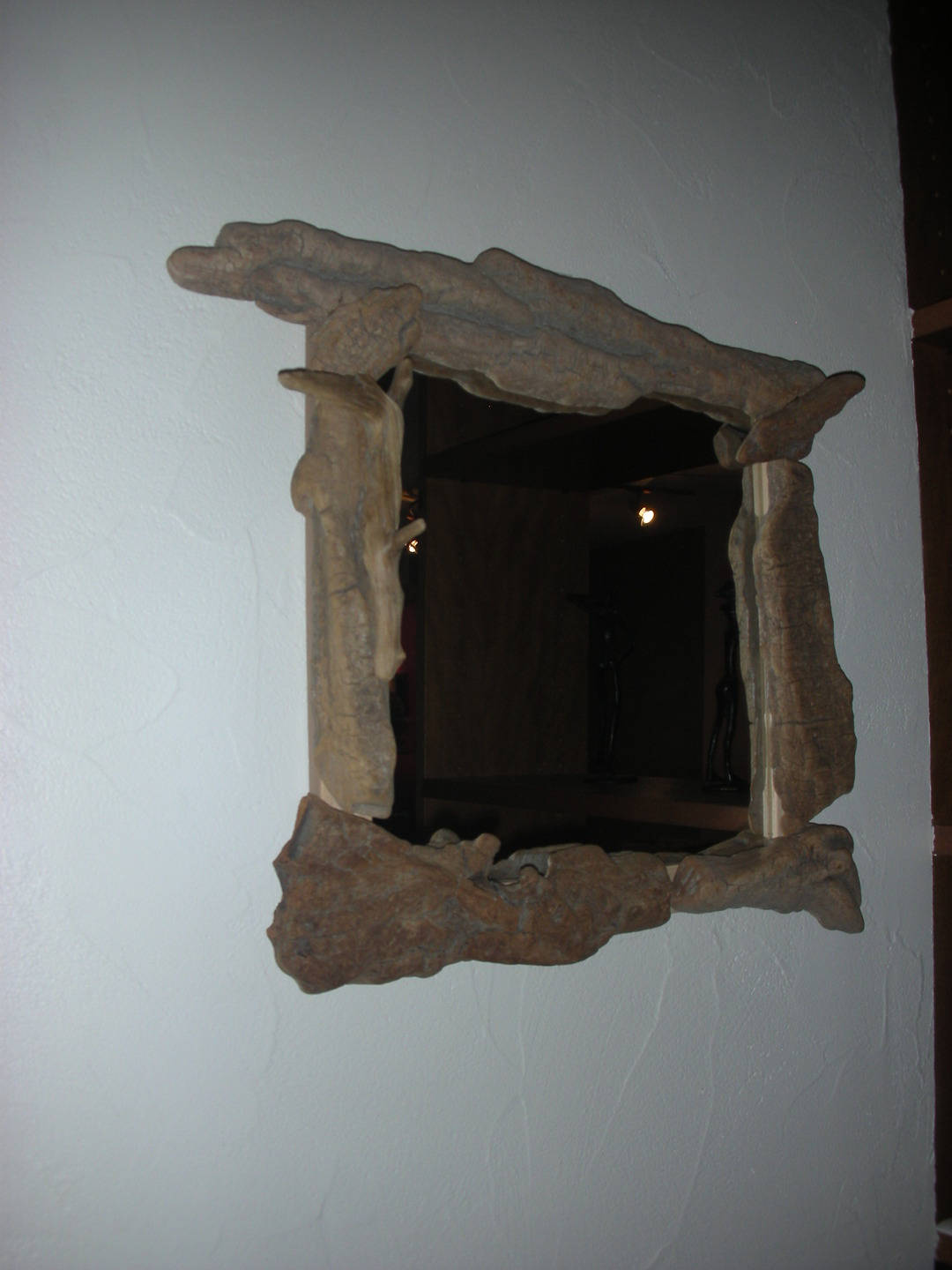 Miroir Carré Écorces de Bois Flotté