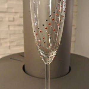 Flûtes à champagne points couleur argentés ,cuivrés, plomb faits au cerne relief image 1
