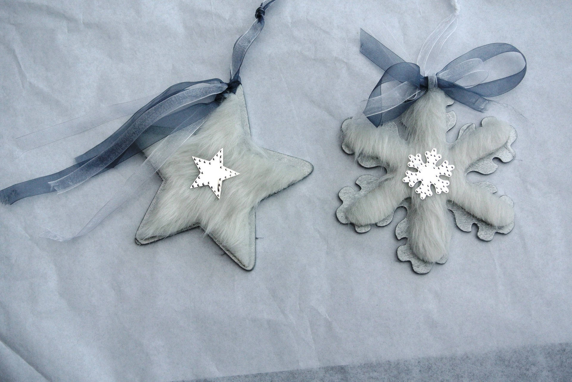 Etoile et Flocon de Neige Argenté, Fourrure Blanche