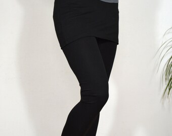 NEW Codigo Black Asymmetrical Skirt Covered Legging Pants D1-16 NEW Codigo Black Asymmetrical Skirt Covered Legging Pants D1-16