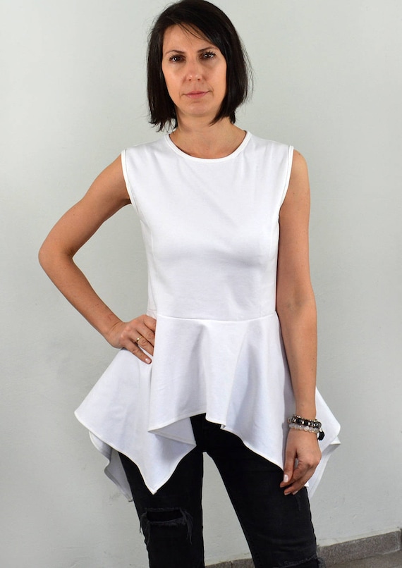 white peplum top sleeveless