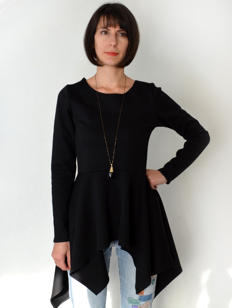 Long Sleeve Black Peplum Dress