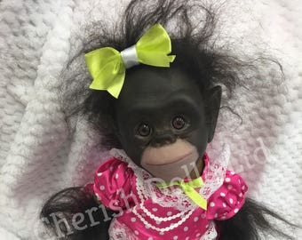 Radicato Reborn Brown Eyed Bindi Monkey Scimmia Scimpanzè Baby Gorilla /& Gratis Borsa Regalo!.