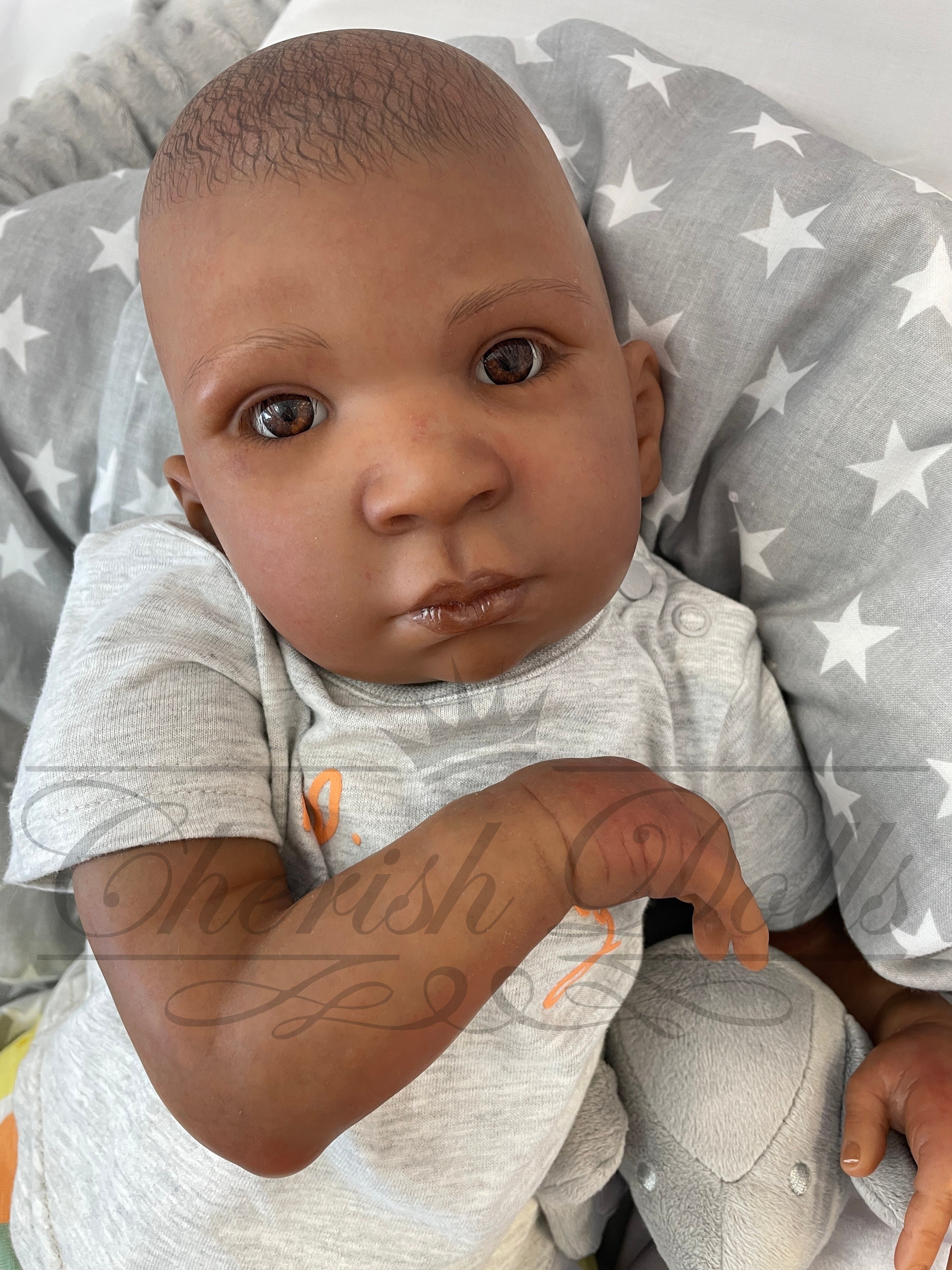 JIZHI Lifelike Reborn Baby Dolls Black - 17-Inch Baby-Soft Body curls  Realistic-Newborn Baby Dolls African American Real Life Ba