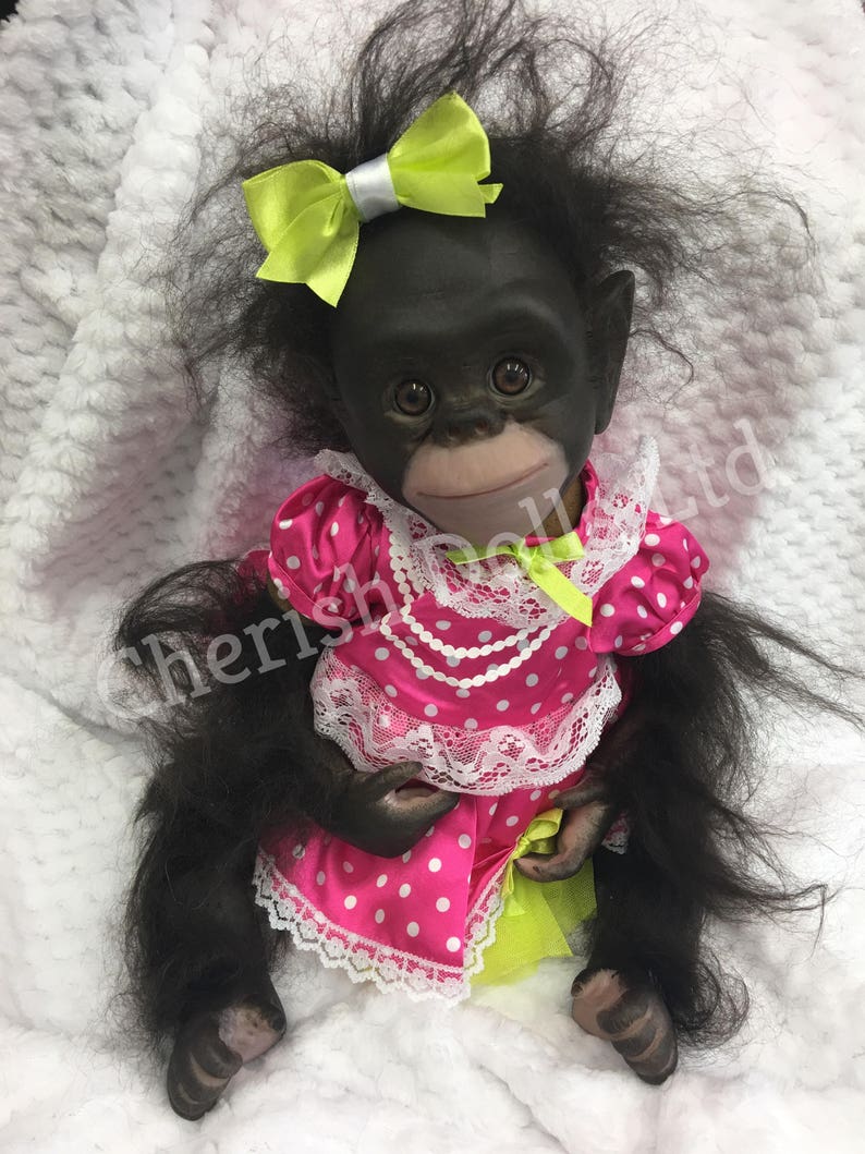 Reborn baby rooted black monkey doll girl Chaz 17 soft Etsy