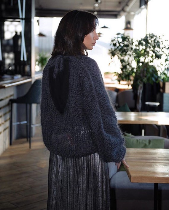 KNIT SWEATER WITH OPEN BACK - Blue