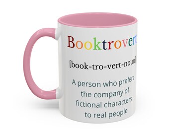 Booktrovert Mug, Colorful Introvert Gift, Book Lover Ceramic Coffee Cup