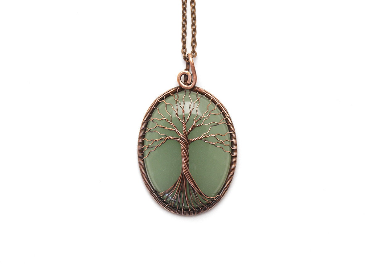 Jadenecklace Greenjadependant Treeoflifejewelry Etsy