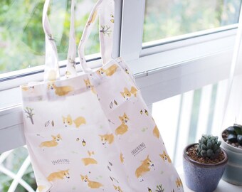 Corgi Print Tote in Pink