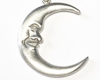 Moon necklace, Man in the moon pendant in sterling silver on an 16’’-18’’ adjustable chain. Gift for her, Christmas gift ideas