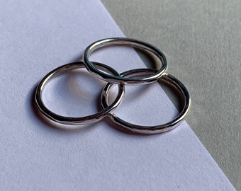 Silver Stacking Rings, Set of 3 Sterling silver handmade stacking rings made to order