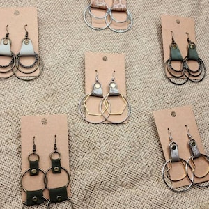 Metal and Leather Statement Earrings