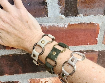 Metal and Leather Bracelet