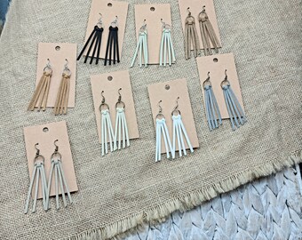Faux Leather Fringe Earrings