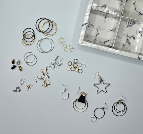 DIY Earring Kit, Small Jewelry Making Kit, Leather Metal Pieces, Tutorial Video Included, Jewelry Party supplies, Ladies Night activity