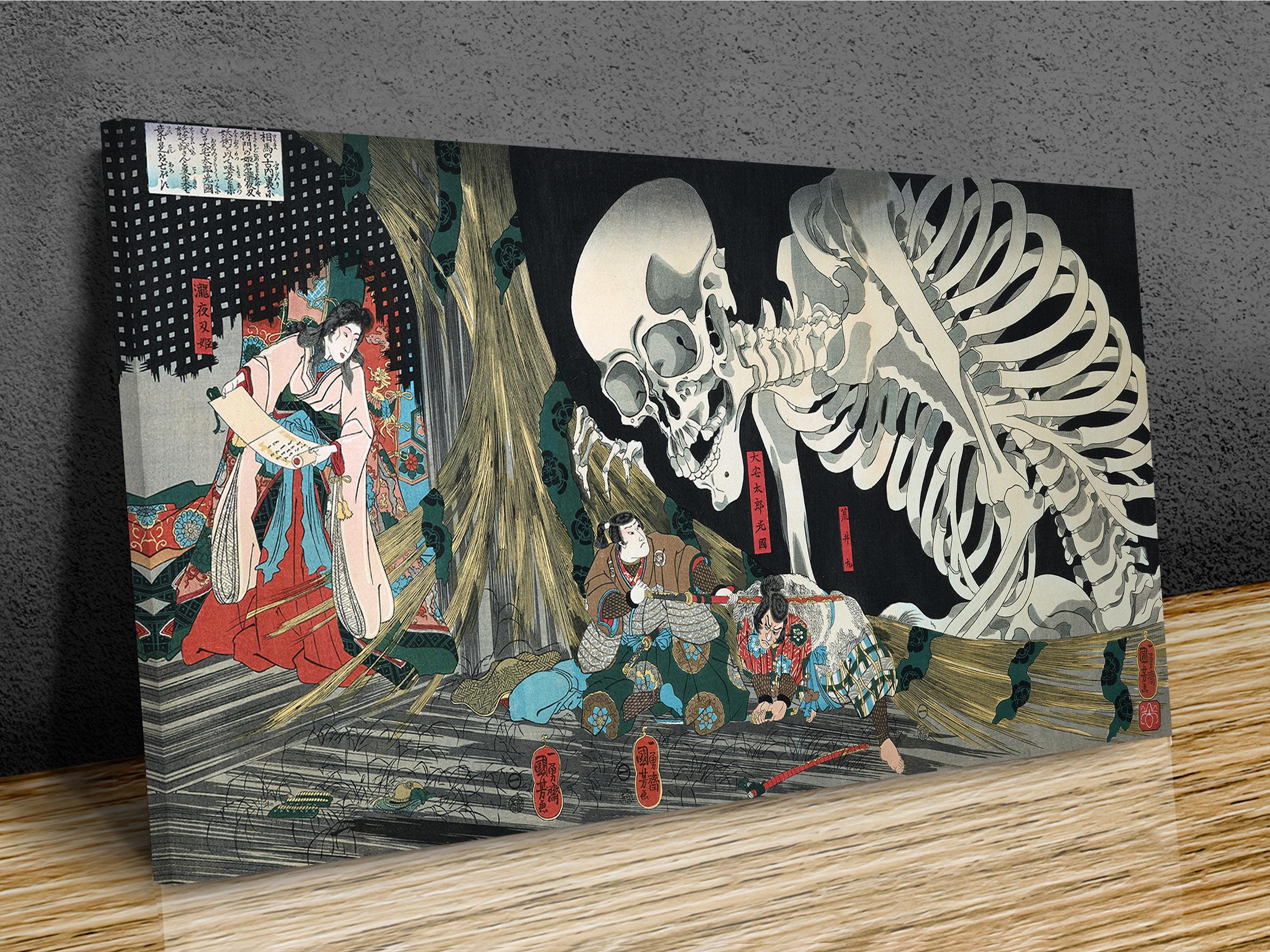 Utagawa Kuniyoshi, Mitsukuni Defying the Skeleton Specter King,mounted canvas print ready to hang