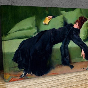 Ramon Casas  A Decadent Girl, famous painting, wall hanging , home decor, mounted canvas print ready to hang