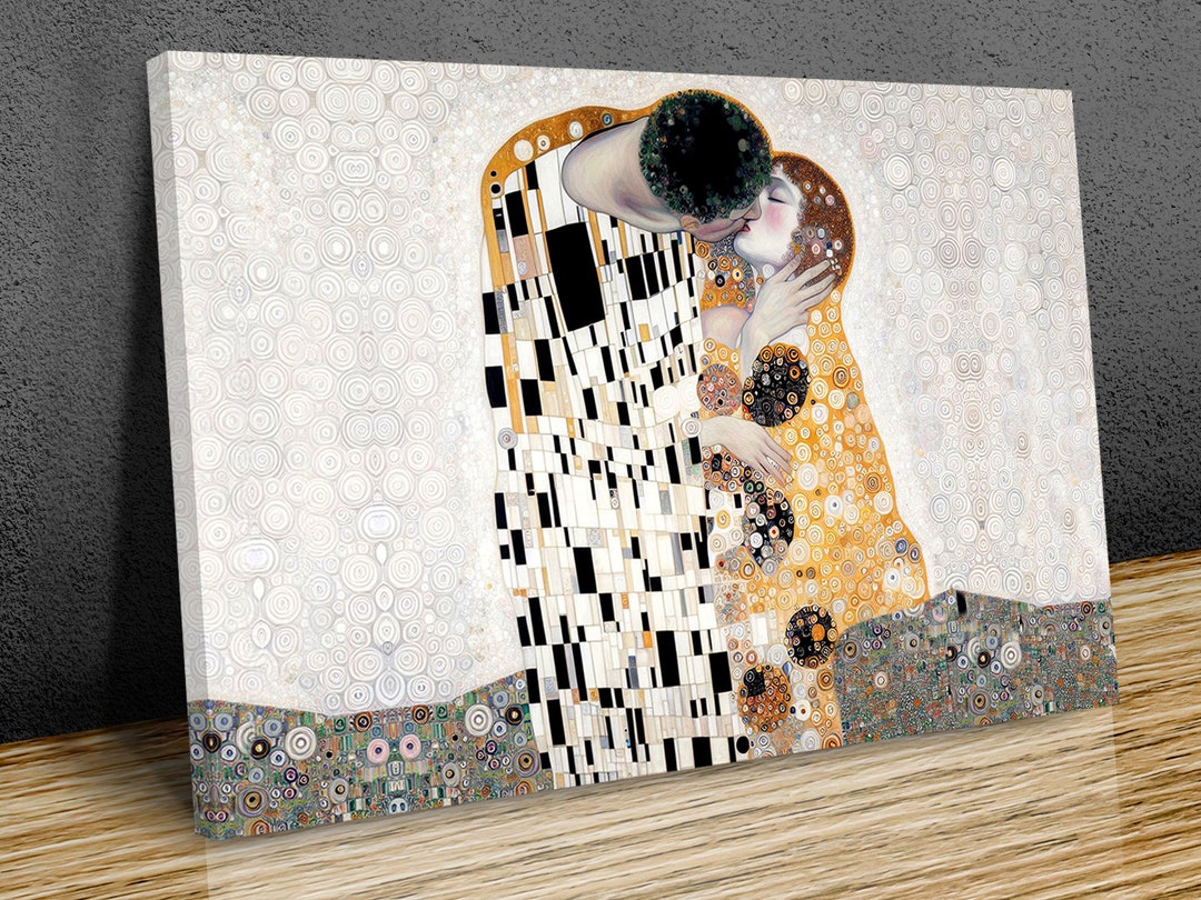 The Kiss Gustav Klimt Digital Art Wall Art Canvas Prints Framed on Bars ...
