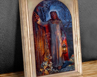 The Light of the World English Pre-Raphaelite artist William Holman Hunt wall art, home decor, mounted canvas print ready to hang