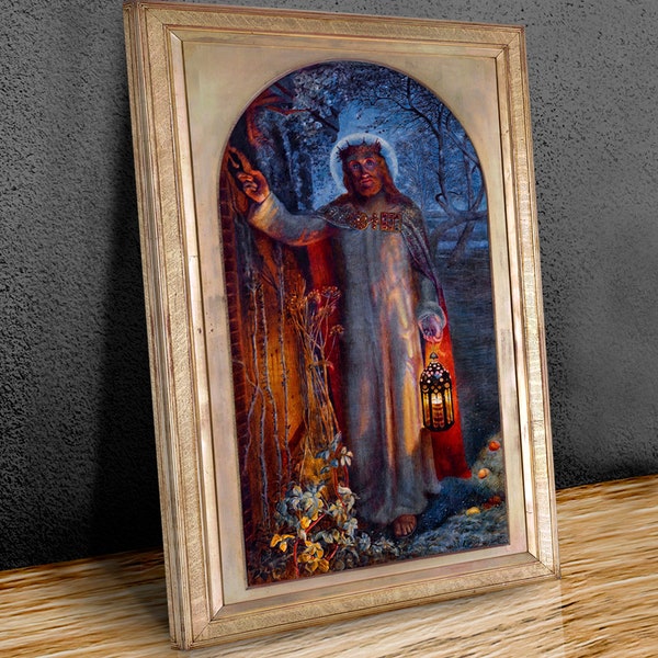 The Light of the World English Pre-Raphaelite artist William Holman Hunt wall art, wall hangins , home decor, canvas print art framed