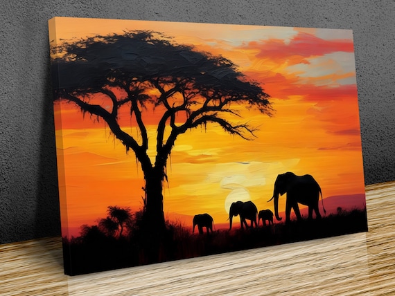 Éléphant Solitaire Contre Le Coucher De Soleil Et Un Beau Soleil Et Des
