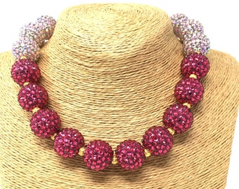 20mm Raspberry & Lilac Resin Ball Choker