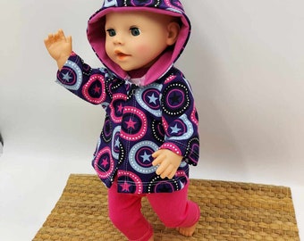 Puppenkleidung 43 cm, Jacke, Baumwolljersey, Motivwahl, Babypuppe, Reborn, Puppe, Babypuppe