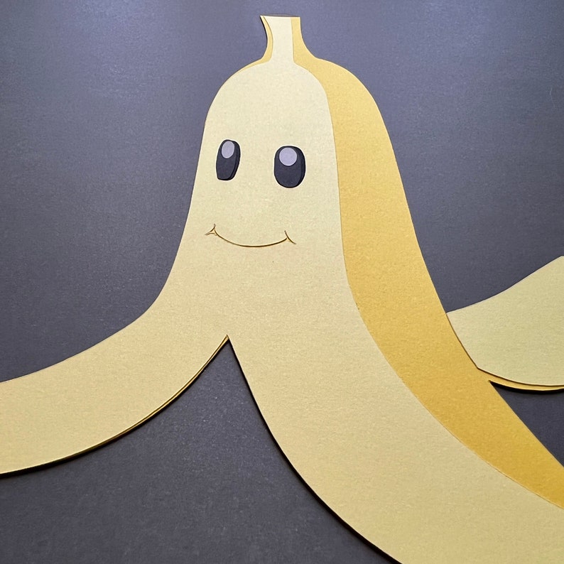 Mario Kart Banana Peel Layered Paper Wall Art Etsy