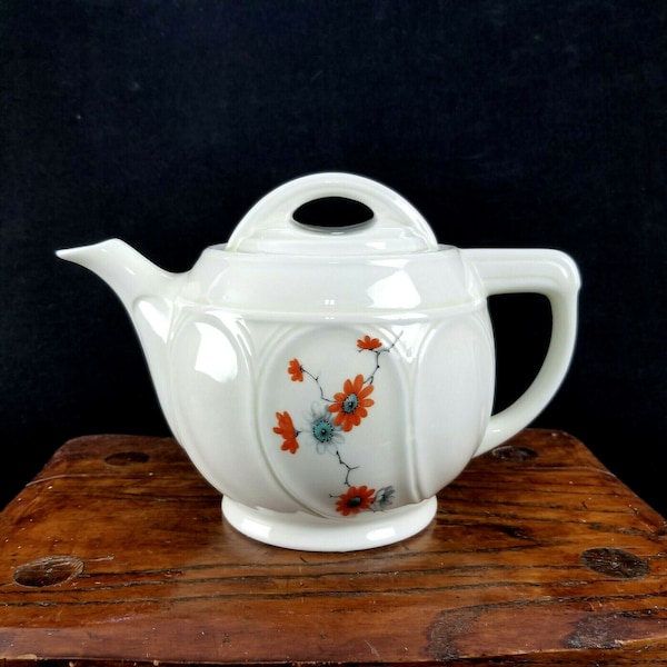 Vintage Drip-O-Lator Coffee Tea Pot Orange Florals Cream Beige Color