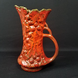 McCoy ? Pottery Ewer Pitcher Vase 641 USA Orange Red Green
