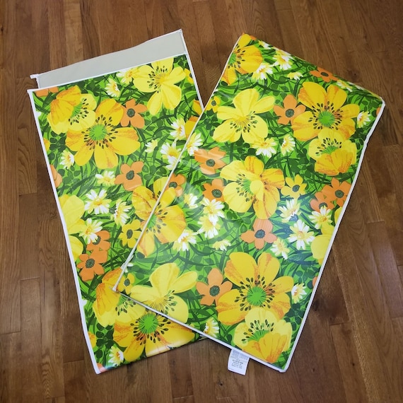 2 Chaise Lounge Outdoor Cushions Retro Mod 70" x 19" Bright Florals MCM Props