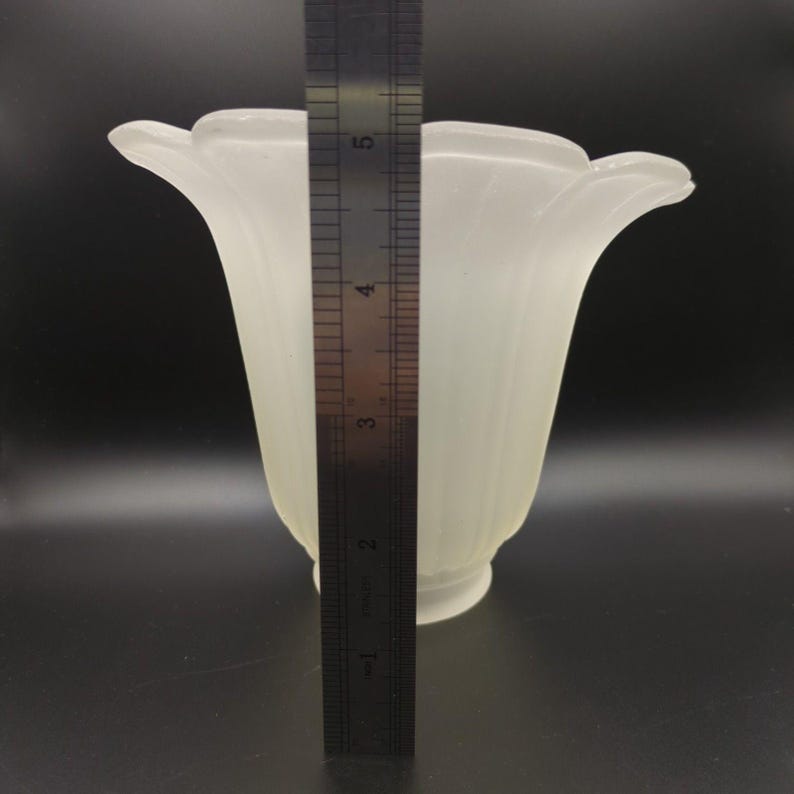 Glass Lamp Shade Replacement Morning Glory? Tulip? Frosted Clear Floral Shaped image 8