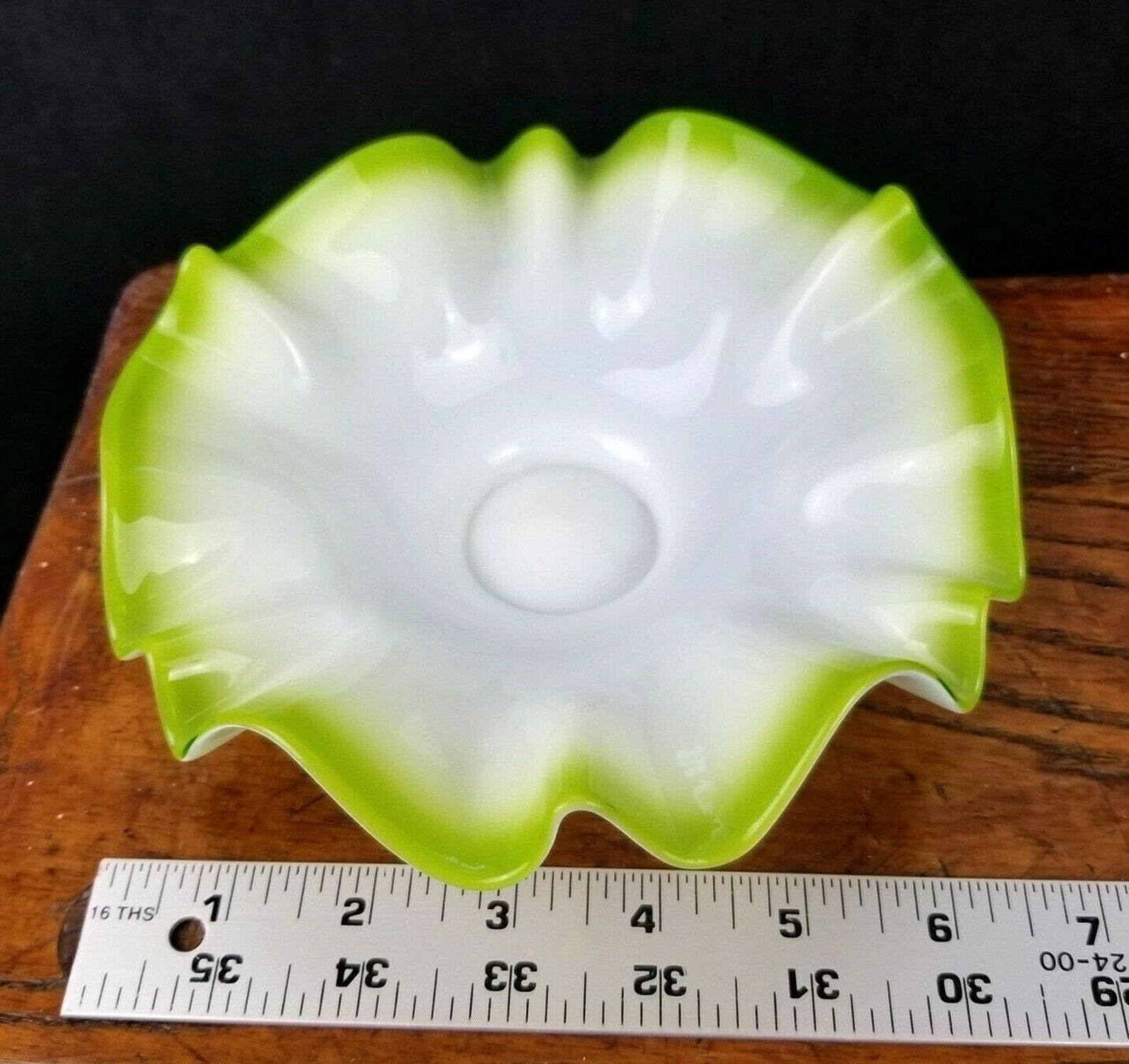 Bright Green & White Small Bowl Shallow Bowl Art Glass Trinket Etsy