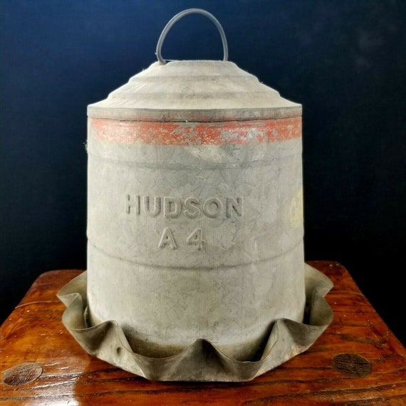 Vintage Metal Chicken Poultry Feeder Waterer Hudson A4 Rustic Etsy