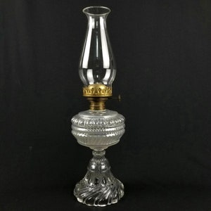 Clear Glass Oil Lamp 3&quot; Chimney Kerosene Lamp Tear Drop Swoop Style Design