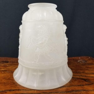 Vintage Glass Replacement Light Lamp Shade Small Children Playing Cymbals Triangle Banjo
