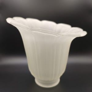 Glass Lamp Shade Replacement Morning Glory? Tulip? Frosted Clear Floral Shaped image 3