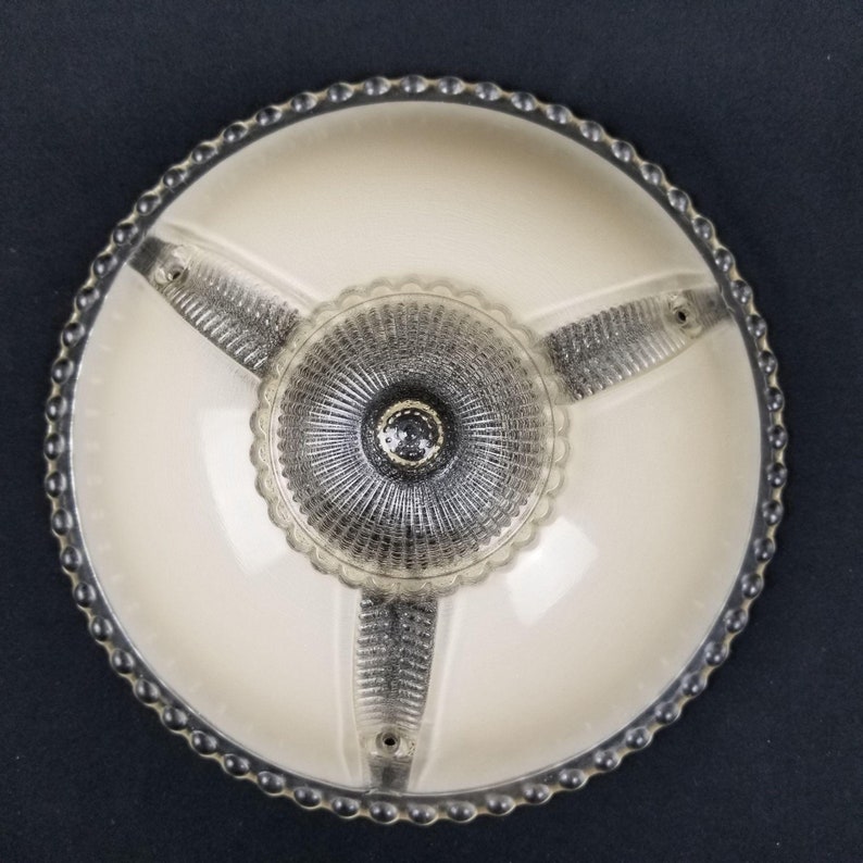 Art Deco 3 Hole Ceiling Light Lamp Glass Shade 11 Wide image 1