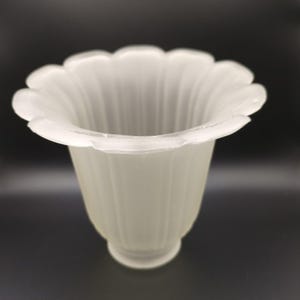 Glass Lamp Shade Replacement Morning Glory? Tulip? Frosted Clear Floral Shaped image 2