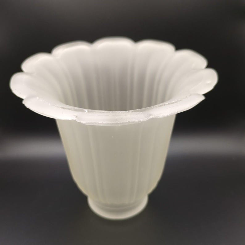 Glass Lamp Shade Replacement Morning Glory? Tulip? Frosted Clear Floral Shaped image 2