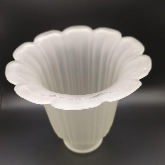 Glass Lamp Shade Replacement Morning Glory? Tulip? Frosted Clear Floral Shaped