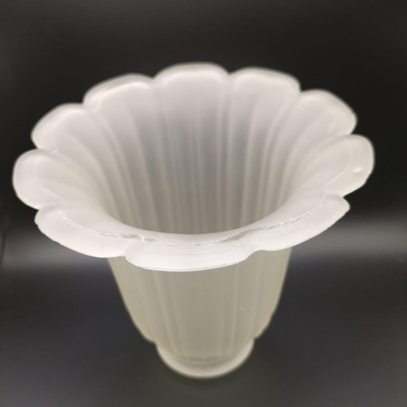 Glass Lamp Shade Replacement Morning Glory? Tulip? Frosted Clear Floral Shaped image 1