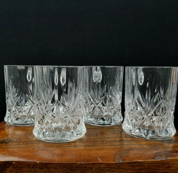 4 Cristal D'arques Crystal Coffee Mugs Glasses Starburst Cut 10 Oz. Mugs 