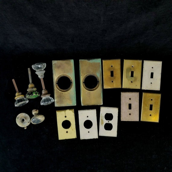 Rustic Brass Door Knob Back Plates Clear Door Knobs Light Etsy