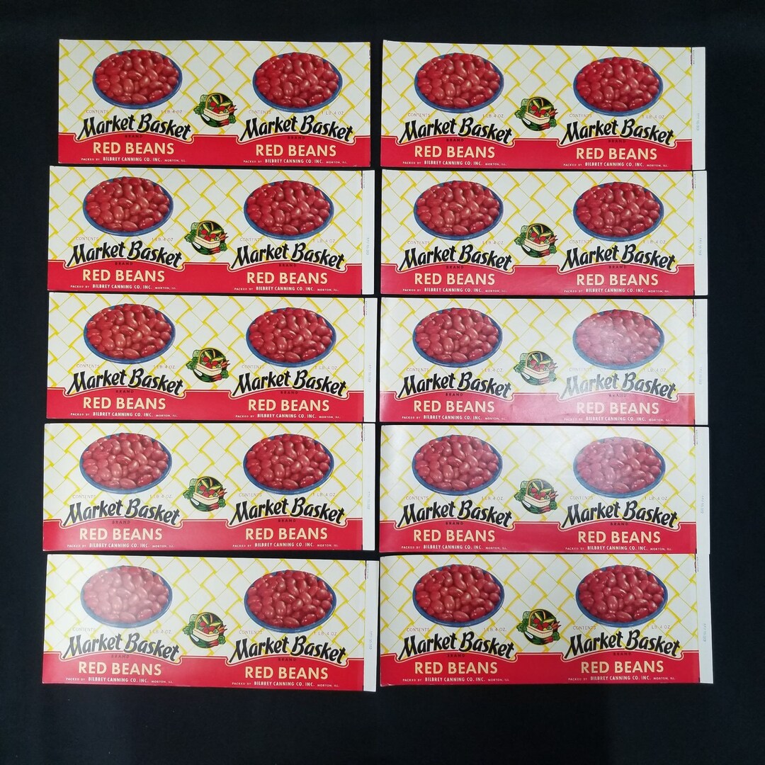 10 Red Beans Can Labels Market Basket Bilbrey Canning Food Company