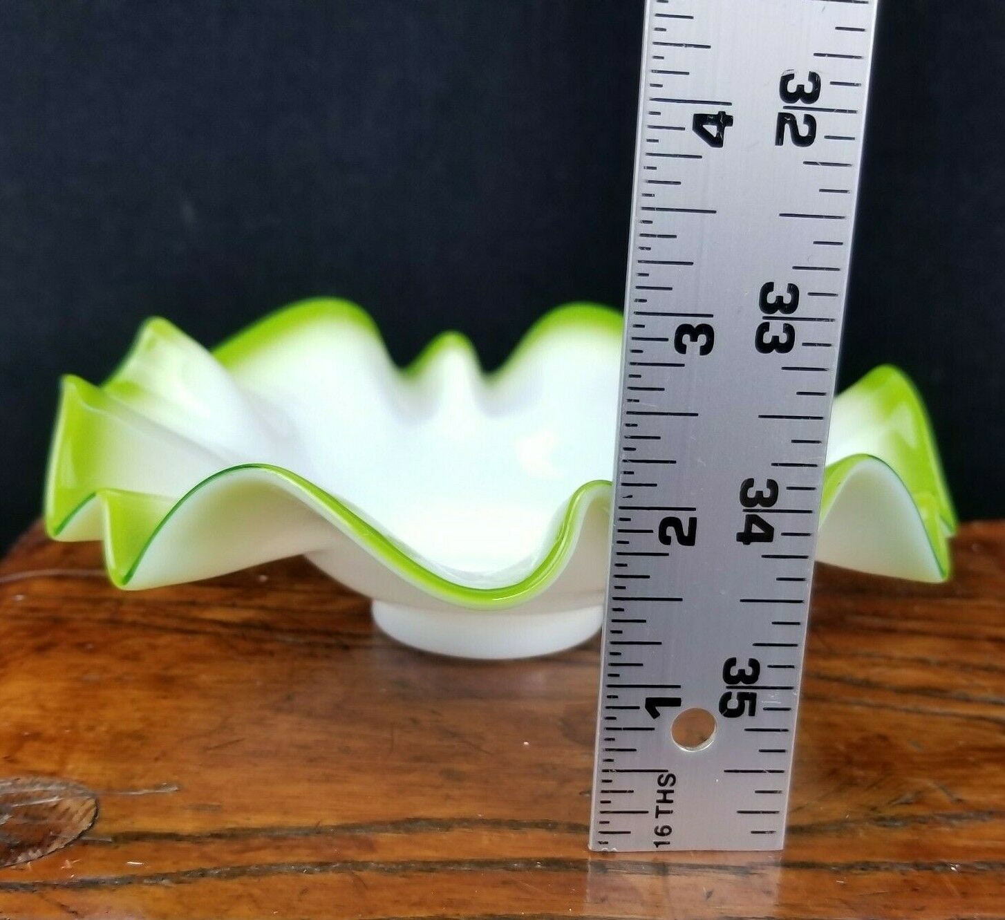 Bright Green & White Small Bowl Shallow Bowl Art Glass Trinket Etsy