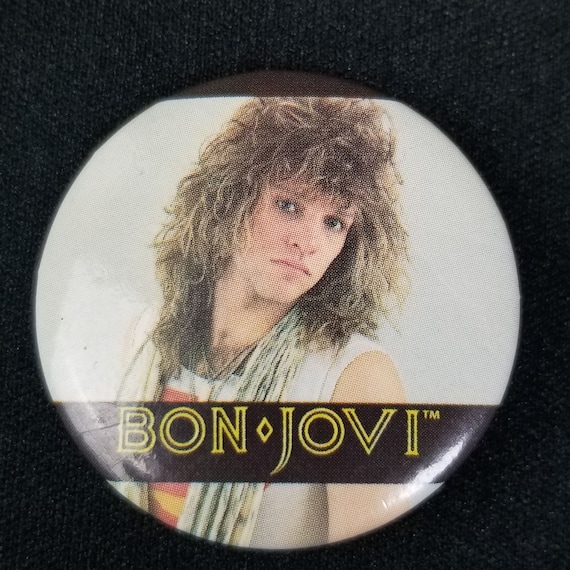 1987 Bon Jovi Pin Pinback Button 1980s Rock Band … - image 1