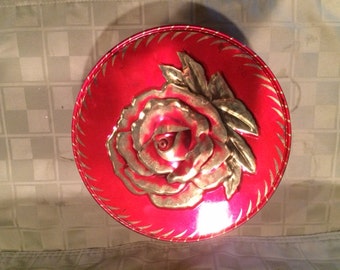 Vintage Embossed Rose cookie tin