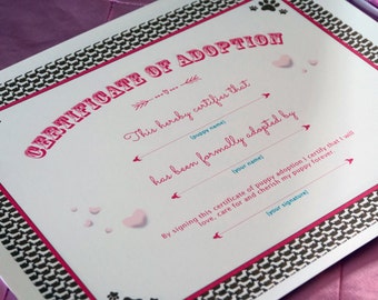 Puppy Love Party - Puppy Adoption Certificate and Puppy Adoption Sign - PRINTABLE - Includes Two Files - Instant Download